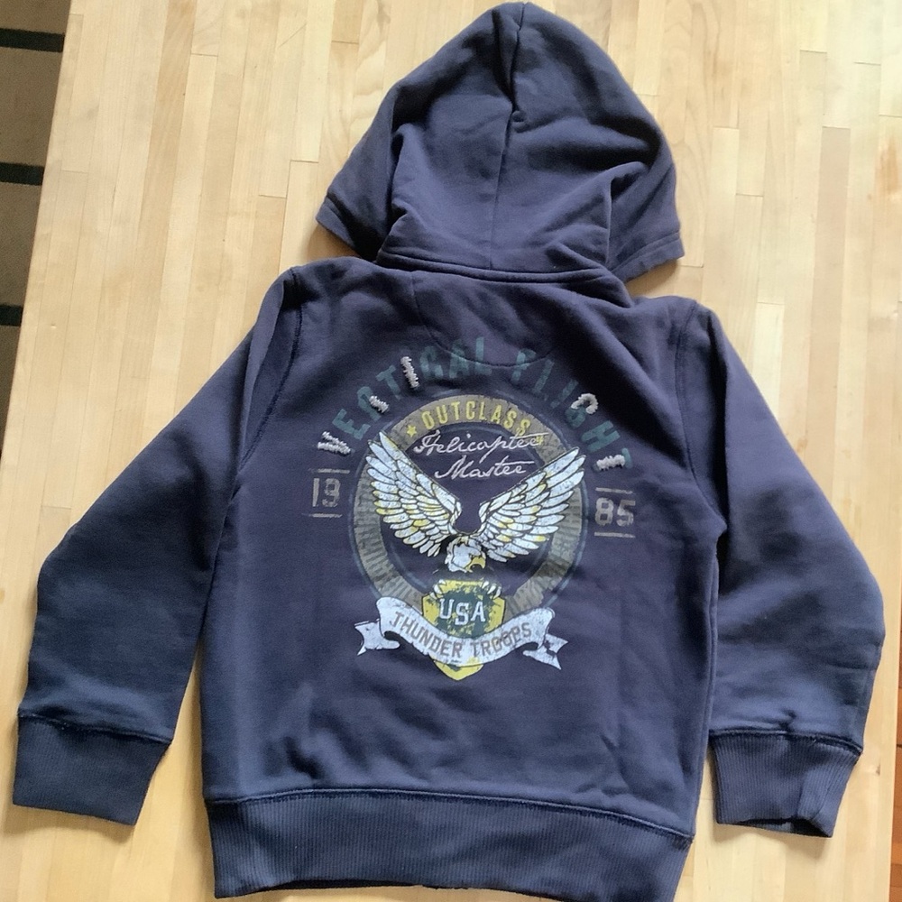 BENETTON navy blue helicopter hoodie jacket boys 4-5T
